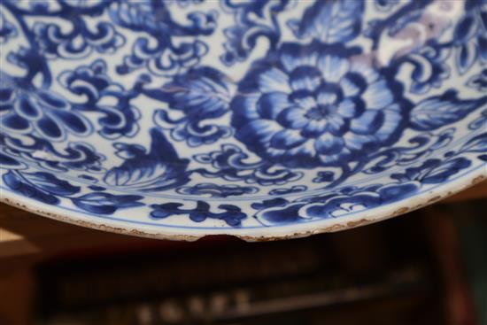 A Chinese Kangxi period blue and white dish diameter 35cm